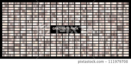 Silver glossy gradient, metal foil texture. Color swatch set. Collection of high quality gradients. Shiny metallic background. Design element. Vector illustration Silver glossy gradient, metal foil texture. Color swatch set. Collection of high quality gradients. Shiny metallic background. Design element. Vector illustration 111979708