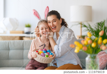 Family celebrating Easter 111979819