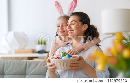 Family celebrating Easter 111979820