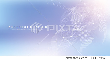 Global network connection banner design template. Header social network communication in the global business concept. Big data visualization. Internet technology. Vector illustration 111979876