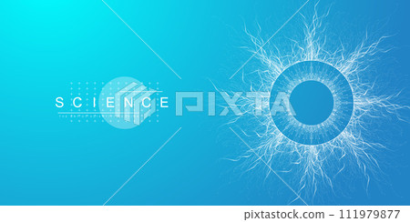 Molecular abstract structure background. Scientific vector illustration with molecule DNA. Medical, science and technology concept for banner template or header. Molecular abstract structure background. Scientific vector illustration with molecule DNA. Medical, science and technology concept for banner template or header. 111979877