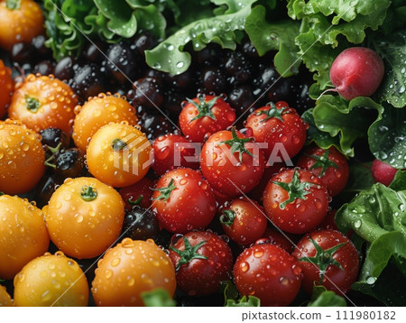 Various types of brightly colored vegetables are beneficial to the body of all genders and ages. 111980182