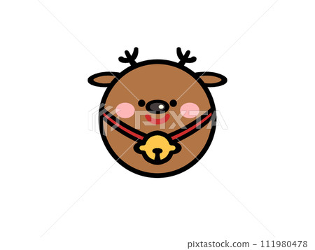 Illustration material of a round and cute reindeer Illustration material of a round and cute reindeer 111980478