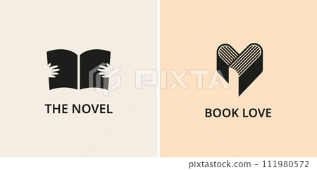 Minimalist Book, reading and writing logo. Minimal modern style book symbols and icons Minimalist Book, reading and writing logo. Minimal modern style book symbols and icons 111980572