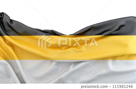 Flag of Russian Empire isolated on white background with copy space above. 3D rendering Flag of Russian Empire isolated on white background with copy space above. 3D rendering 111981248