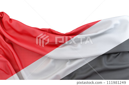 Flag of Sealand isolated on white background with copy space above. 3D rendering 111981249