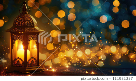 Illuminated Islamic Lanterns Garland Illuminated Islamic Lanterns Garland 111981357