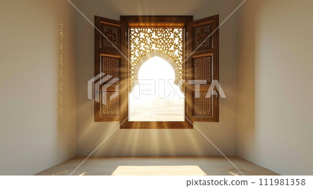 Arabic Style Open Window Arabic Style Open Window 111981358