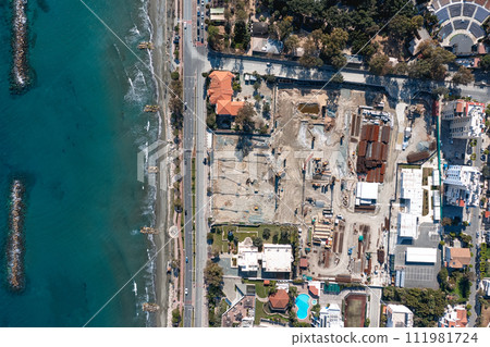 Overhead view of construction area in Limassol, Cyprus 111981724