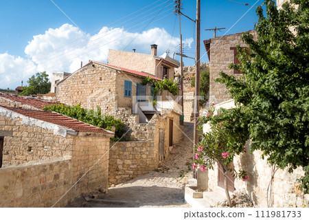 Narrow street in Vouni village. Limassol District, Cyprus 111981733