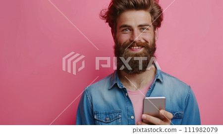 Fashionable Young Man in Urban Setting 111982079