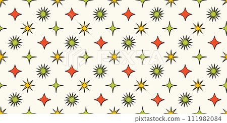 Geometric brutalist shapes seamless pattern. Brutal figure in trendy Y2k style. Vector abstract background 111982084