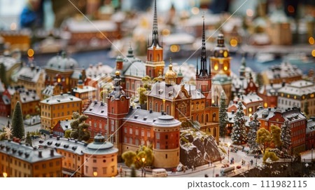 Miniature city with old houses. Abstract old town 111982115