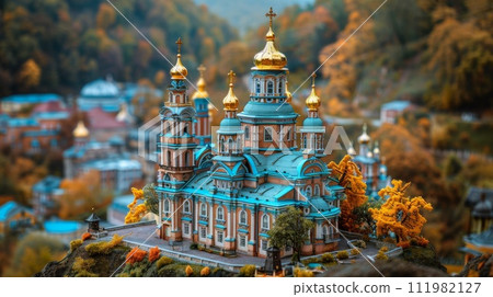 Miniature church on a hill 111982127