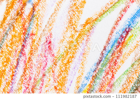 Multi color hand crayon drawing 111982187