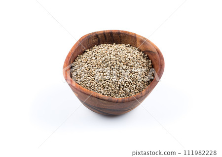 Cannabis Hemp seeds in bowl on white 111982228