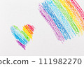 Wax crayon hand drawing heart rainbow background 111982270