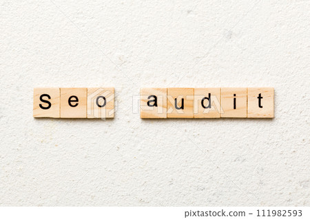 seo audit word written on wood block. seo audit text on table, concept 111982593