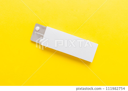 Blank White Product Package Box Mock-up. Open blank medicine drug box with blister top view Blank White Product Package Box Mock-up. Open blank medicine drug box with blister top view 111982754