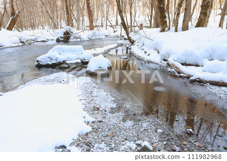 Oirase Stream in winter in Towada City, Aomori Prefecture Oirase Stream in winter in Towada City, Aomori Prefecture 111982968