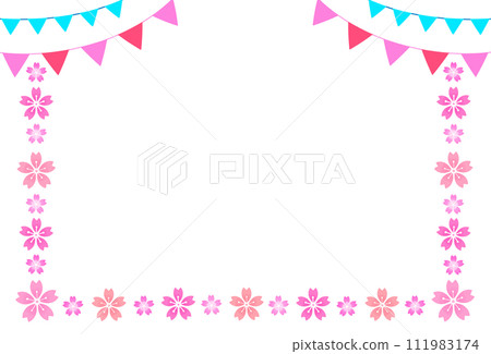 Cherry blossom and garland frame decorative frame 111983174