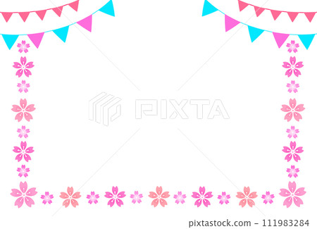 櫻花和花環框架裝飾框架 111983284