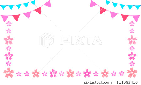 櫻花花環框裝飾框16:9 111983416