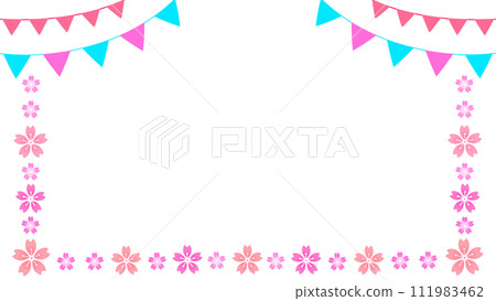 櫻花花環框裝飾框16:9 111983462