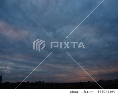 The sky above the Arakawa riverbed covered in mysterious clouds 111983469