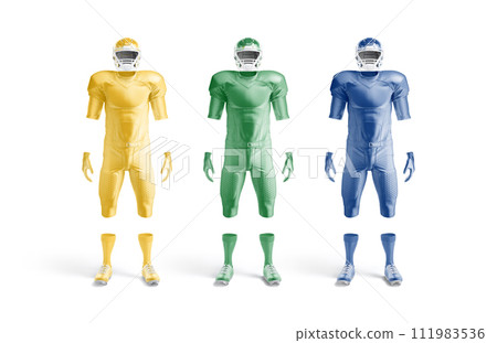 Blank colored american football uniform mockup, front view Blank colored american football uniform mockup, front view 111983536