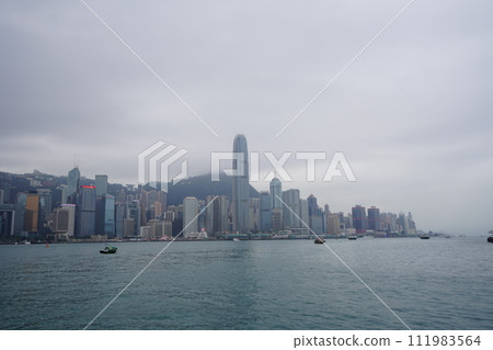 Hong Kong cityscape overlooking Hong Kong Island 111983564