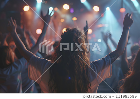 young women dancing in a nightclub, generative AI 111983589