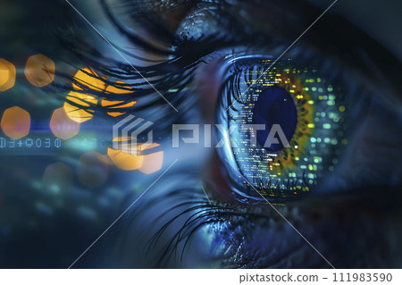 lights on an eye, iris recognition, generative AI 111983590