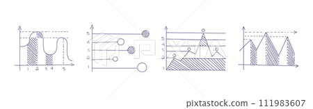 Financial Chart and Graph Drawn by Hand with Pen Vector Set 111983607