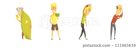 People Character Reading Book Being Fan of Literature Vector Set People Character Reading Book Being Fan of Literature Vector Set 111983639