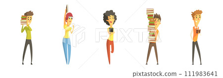 People Character Reading Book Being Fan of Literature Vector Set People Character Reading Book Being Fan of Literature Vector Set 111983641