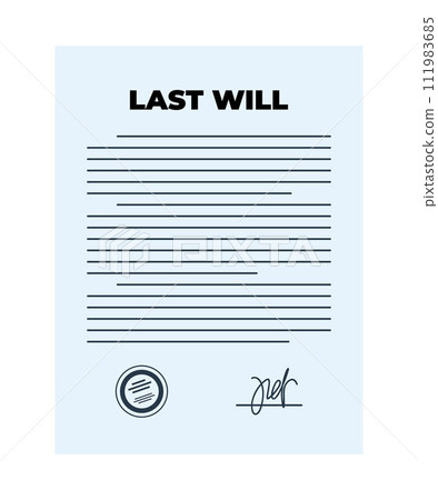 Last will and testament signed and sealed. Vector illustration isolate on a white background. Last will and testament signed and sealed. Vector illustration isolate on a white background. 111983685