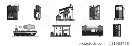 Oil and Petrol Industry Black Item and Object Vector Set Oil and Petrol Industry Black Item and Object Vector Set 111983728