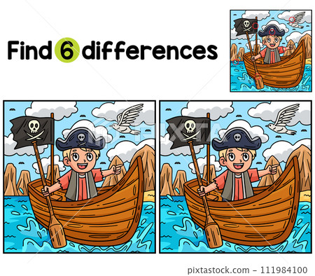 Pirate in a Rowboat Find The Differences 111984100