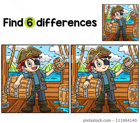 Pirate with a Barrel of Rum Find The Differences Pirate with a Barrel of Rum Find The Differences 111984140