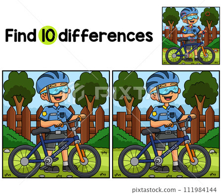 Police Officer with a Bike Find The Differences 111984144