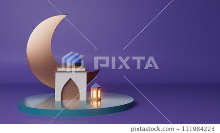 3d illustration arab mosque on the violet background Ramadan concept 3d illustration arab mosque on the violet background Ramadan concept 111984223