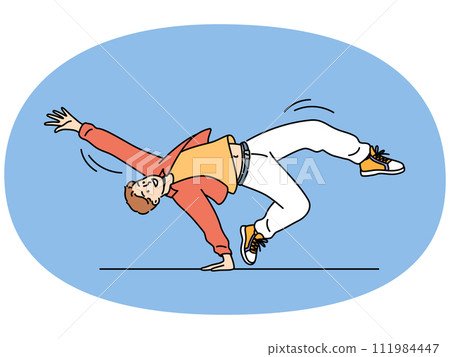 Happy guy breakdancing Happy guy breakdancing 111984447
