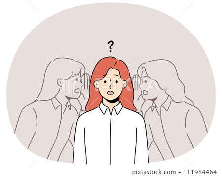 Confused woman listen to inner voices 111984464