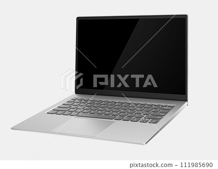 Think 2024 Book, Mineral, Grey Mockup, notebook with isolated screen. New laptop Arctic, computer, insulated on white background. 111985690