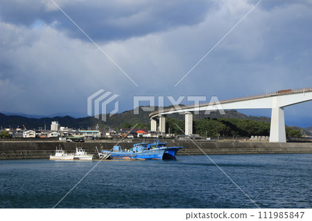 Landscape with bridge and port 111985847