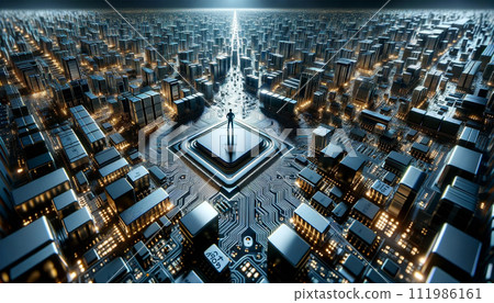 一個人站在半導體電路上 111986161