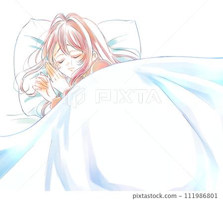 女人在床上哭泣 111986801