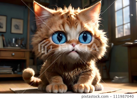 Crazy cat in the office at a psychologist's appointment. Crazy cat in the office at a psychologist's appointment. 111987040