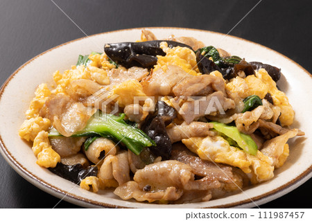 煎蛋用豬肉和水母 111987457